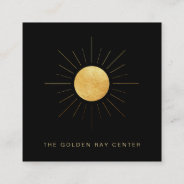 *~* Gold Foil Sun Golden Rays Healing Yoga Center Square Business Card at Zazzle