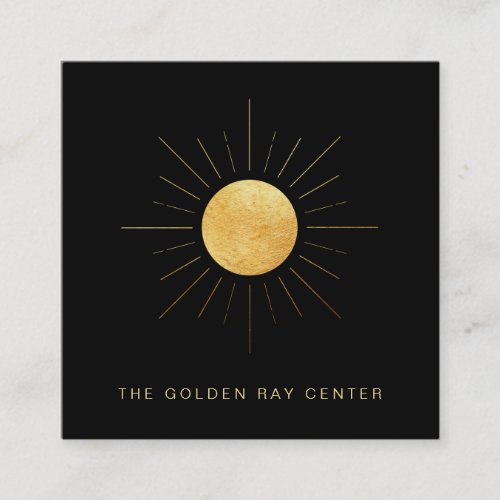  Gold Foil Sun Golden Rays Healing Yoga Center Square Business Card
