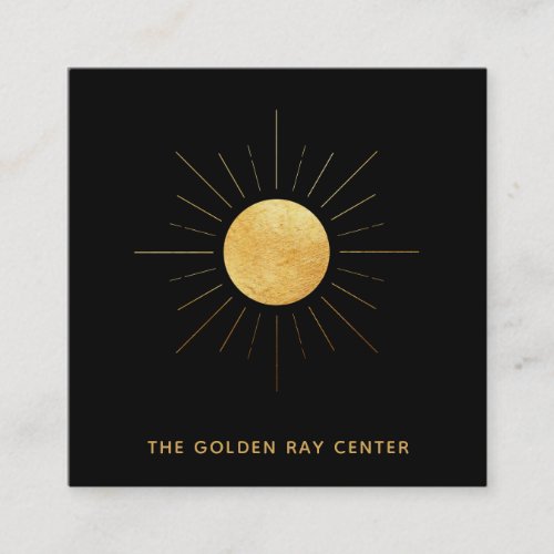  Gold Foil Sun   Golden Rays Spiritual Center Square Business Card