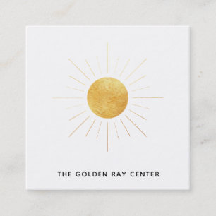 *~* Gold Foil Sun & Golden Rays Spiritual Center Square Business Card