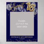 Gold Foil Sweet 16 Balloons Photo Prop Royal Blue Poster<br><div class="desc">Let your friends know to mark their calendars for your special day with these beautiful dusty blue Sweet 16 photo prop . Each photo prop features a festive design with beautiful balloons, perfect for setting the mood for a day of fun and celebration. Whether you plan to host a grand...</div>