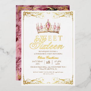 Gold Foil Sweet 16 Sparkle Birthday Foil Invitation