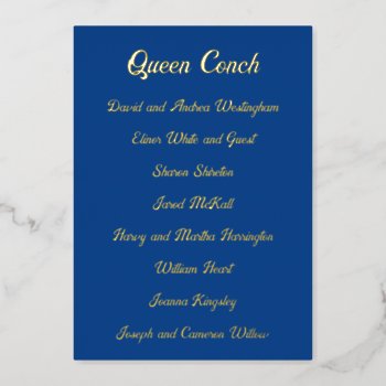 Gold Foil Table Seating List Wedding Seating Cards by sandpiperWedding at Zazzle