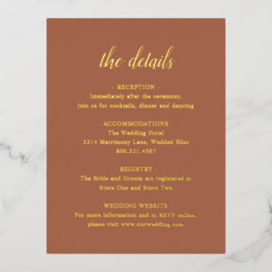 Gold Foil Terracotta Wedding Enclosure Card