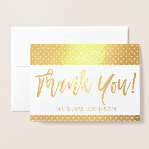 Gold Foil Thank You Card From the Bride and Groom | Zazzle