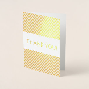 Gold Foil Thank You Card with Chevron Pattern