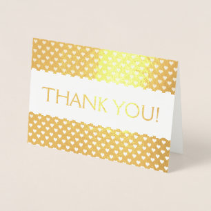 Gold Foil Thank You Card with Heart Pattern