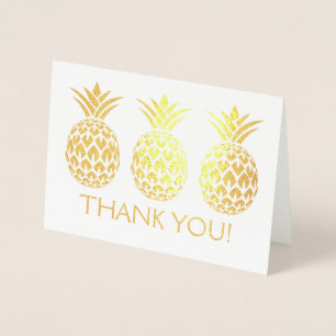 Gold Foil Thank You Card with Pineapple Pattern