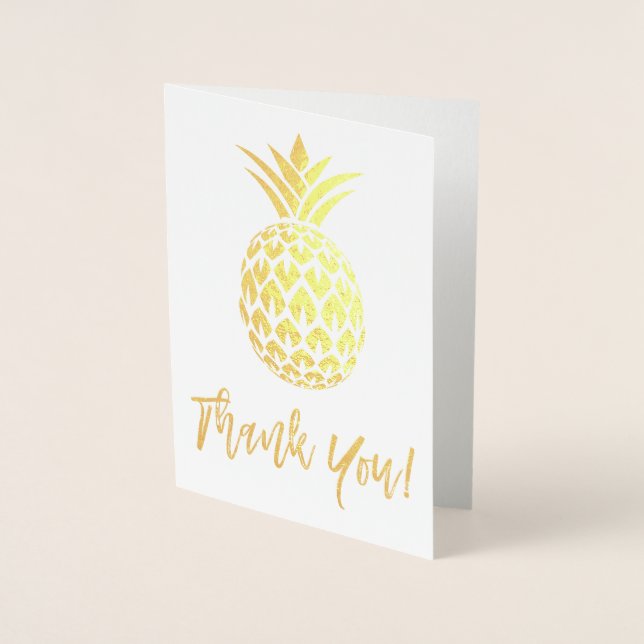 Gold Foil Thank You Card with Pineapple Pattern (Front)