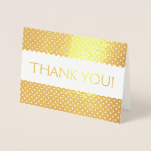 Gold Foil Thank You Card with Polka Dot Pattern
