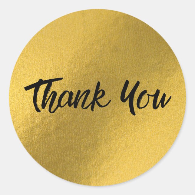 Gold Foil Thank You Classic Round Sticker (Front)