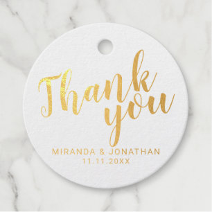 Gold Foil 'Thank You' Elegant Wedding Favor Tags