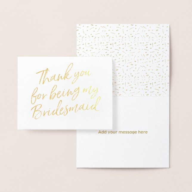 Gold Foil Thank you for my being my bridesmaid Card (Display)