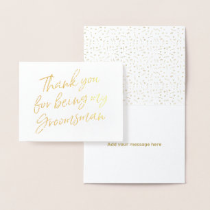 Gold Foil Thank you for my being my groomsman Card