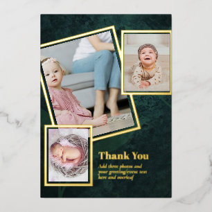 Gold Foil THANK YOU Photo Collage Modern QR CODE Foil Invitation