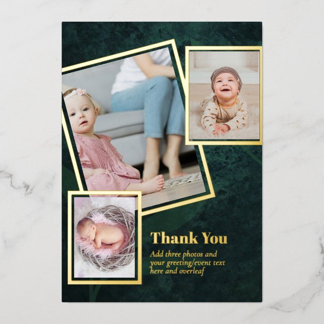 Gold Foil THANK YOU Photo Collage Modern QR CODE Invitation (Front)
