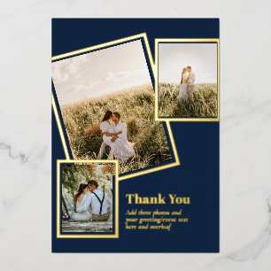 Gold Foil THANK YOU Photo Collage Modern QR CODE Invitation