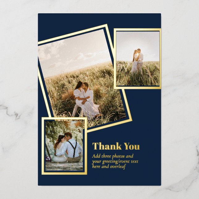 Gold Foil THANK YOU Photo Collage Modern QR CODE Invitation (Front)