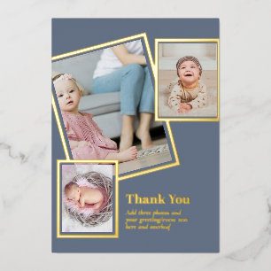 Gold Foil THANK YOU Photo Collage Modern QR CODE Invitation