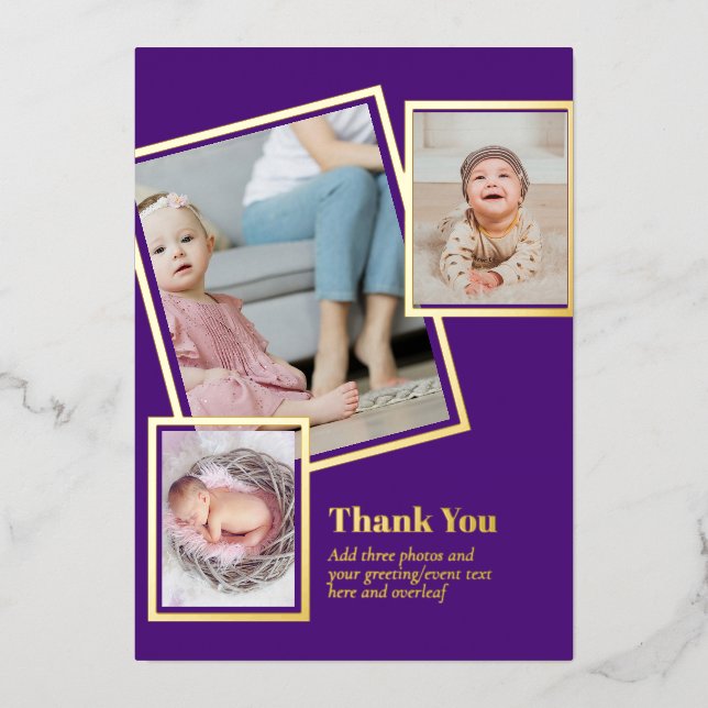 Gold Foil THANK YOU Photo Collage Modern QR CODE Invitation (Front)