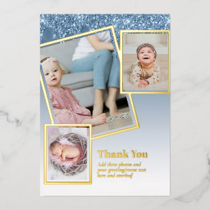 Gold Foil THANK YOU Photo Collage Modern QR CODE Invitation