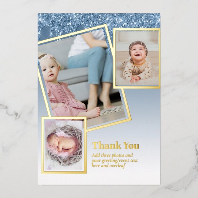 Gold Foil THANK YOU Photo Collage Modern QR CODE Invitation (Front)