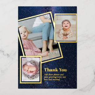 Gold Foil THANK YOU Photo Collage Modern QR CODE Invitation