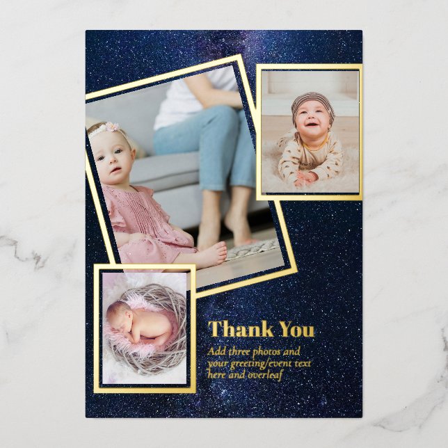 Gold Foil THANK YOU Photo Collage Modern QR CODE Invitation (Front)