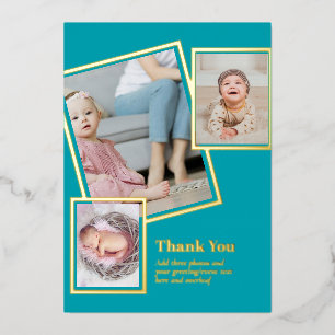 Gold Foil THANK YOU Photo Collage Modern QR CODE Invitation