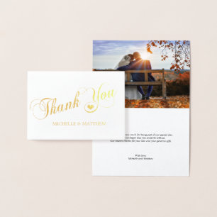 Gold Foil THANK YOU Wedding Heart   PHOTO Foil Card