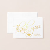 Gold Foil THANK YOU Wedding Heart | PHOTO Foil Card (Front With Envelope)