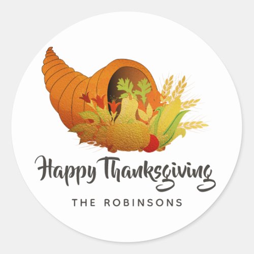 Gold Foil Thanksgiving Classic Round Sticker