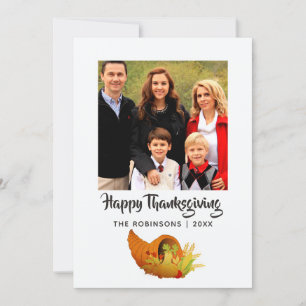 Gold Foil Thanksgiving Family Photo Holiday Card