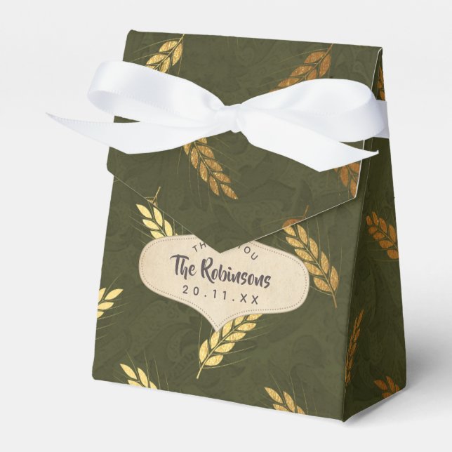 Gold Foil Thanksgiving Favor Boxes (Front Side)