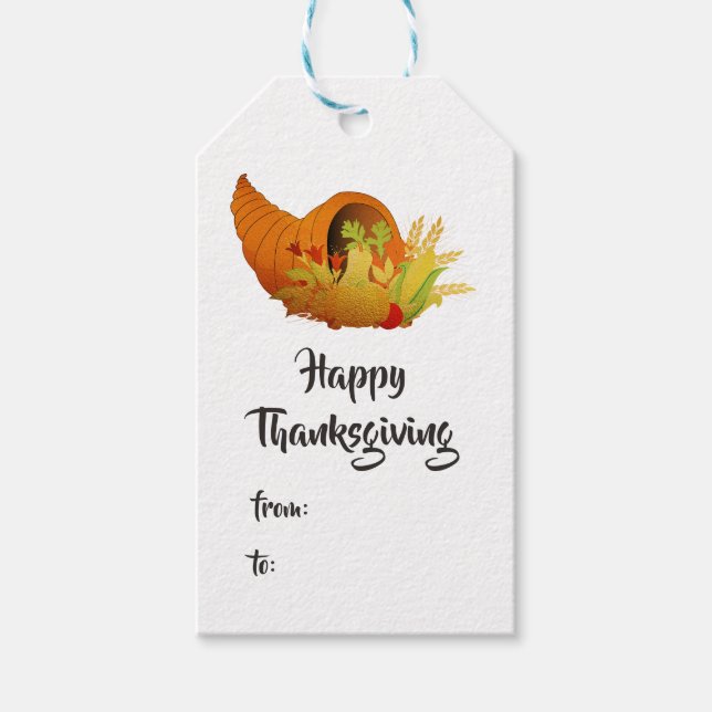Gold Foil Thanksgiving Gift Tags (Front)