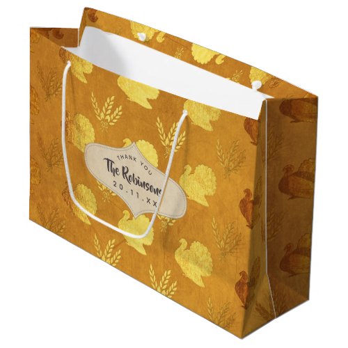 Gold Foil Thanksgiving Large Gift Bag
