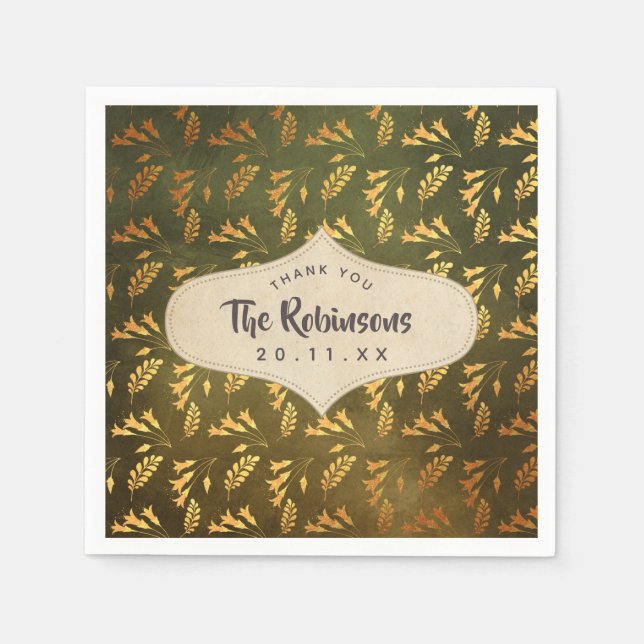 Gold Foil Thanksgiving Napkins (Front)