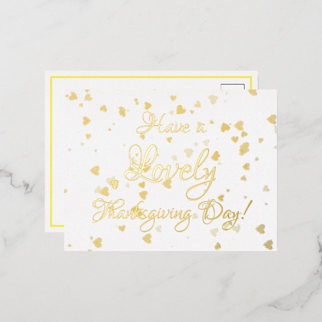 Gold Foil Thanksgiving Party Invitation (Front/Back)