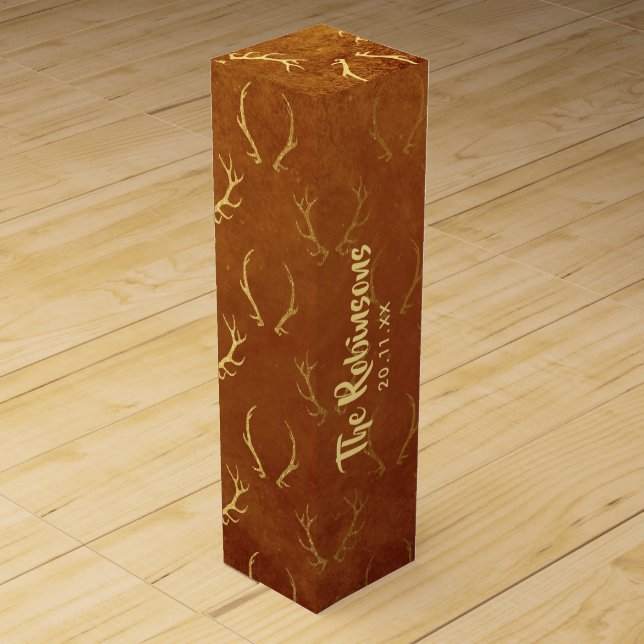 Gold Foil Thanksgiving Wine Box (Front)