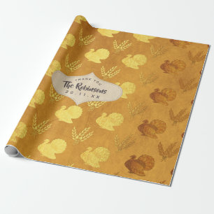 Gold Foil Thanksgiving Wrapping Paper