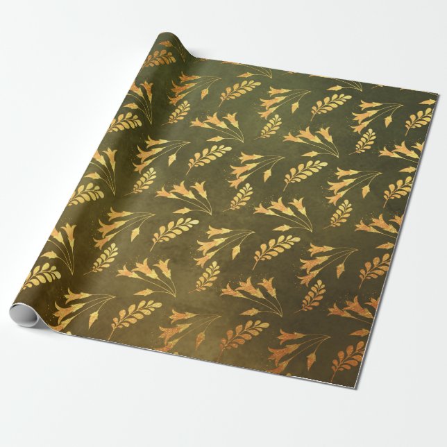 Gold Foil Thanksgiving Wrapping Paper (Unrolled)
