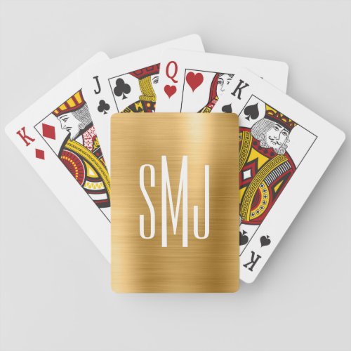 Gold Foil Three Letter Monogram Poker Cards