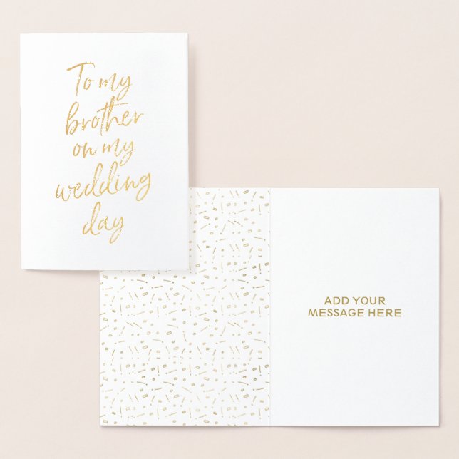 Gold Foil To my Brother on my Wedding Day Card (Display)