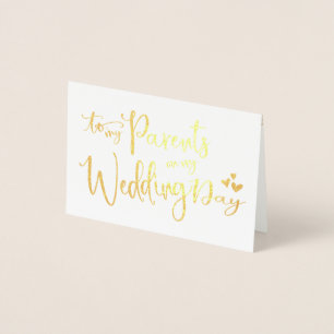 Gold Foil To My Parents On My Wedding Day Photo Foil Card