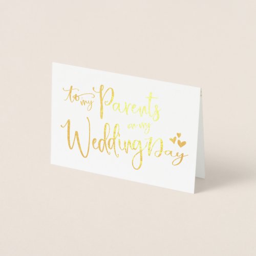 Gold Foil   To My Parents On My Wedding Day Photo Foil Card