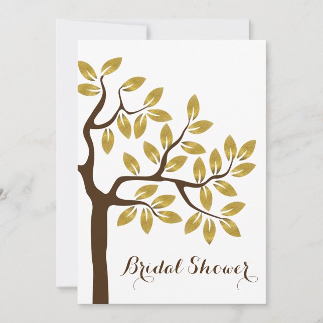 Gold foil tree modern bridal shower wedding invitation (Front)