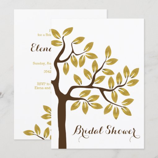 Gold foil tree modern bridal shower wedding invitation | Zazzle