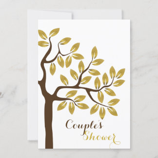 Gold foil tree modern couples shower wedding invitation