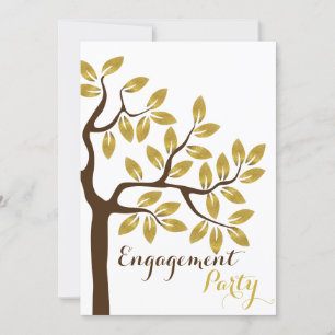 Gold foil tree modern engagement party wedding invitation