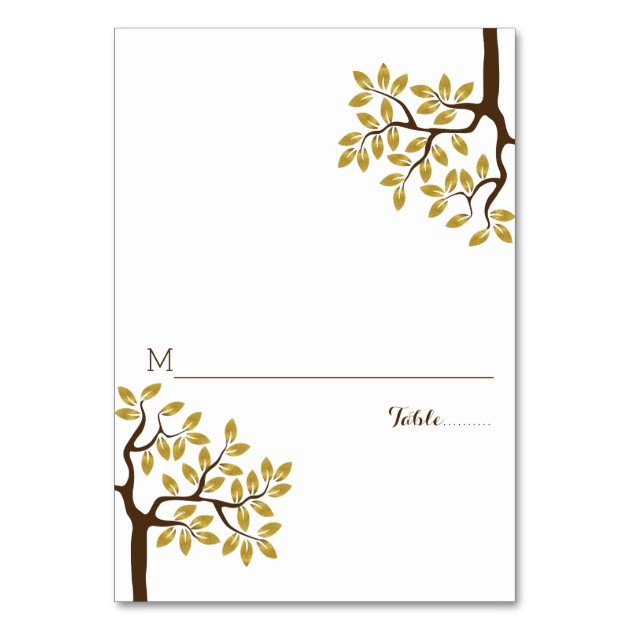 Gold Foil Tree Modern Wedding Folded Place Card